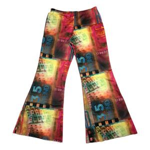 Disco Multicolor Palazzo Pants Wide Legs Women's S Small 26X28 Stretch Costume